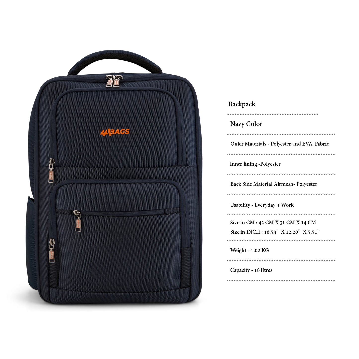 Rise Backpack – Water-Resistant Laptop Bag Black Navy