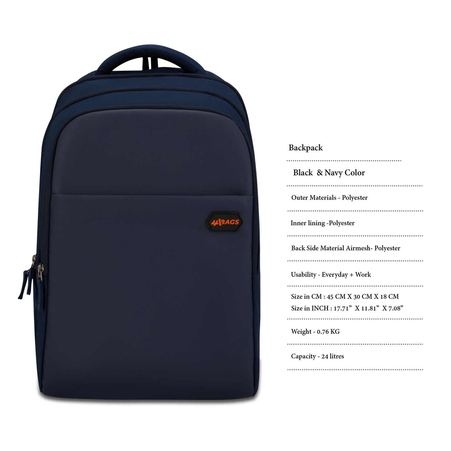 Eco Plus Backpack – Water-Resistant Laptop Bag Navy Blue